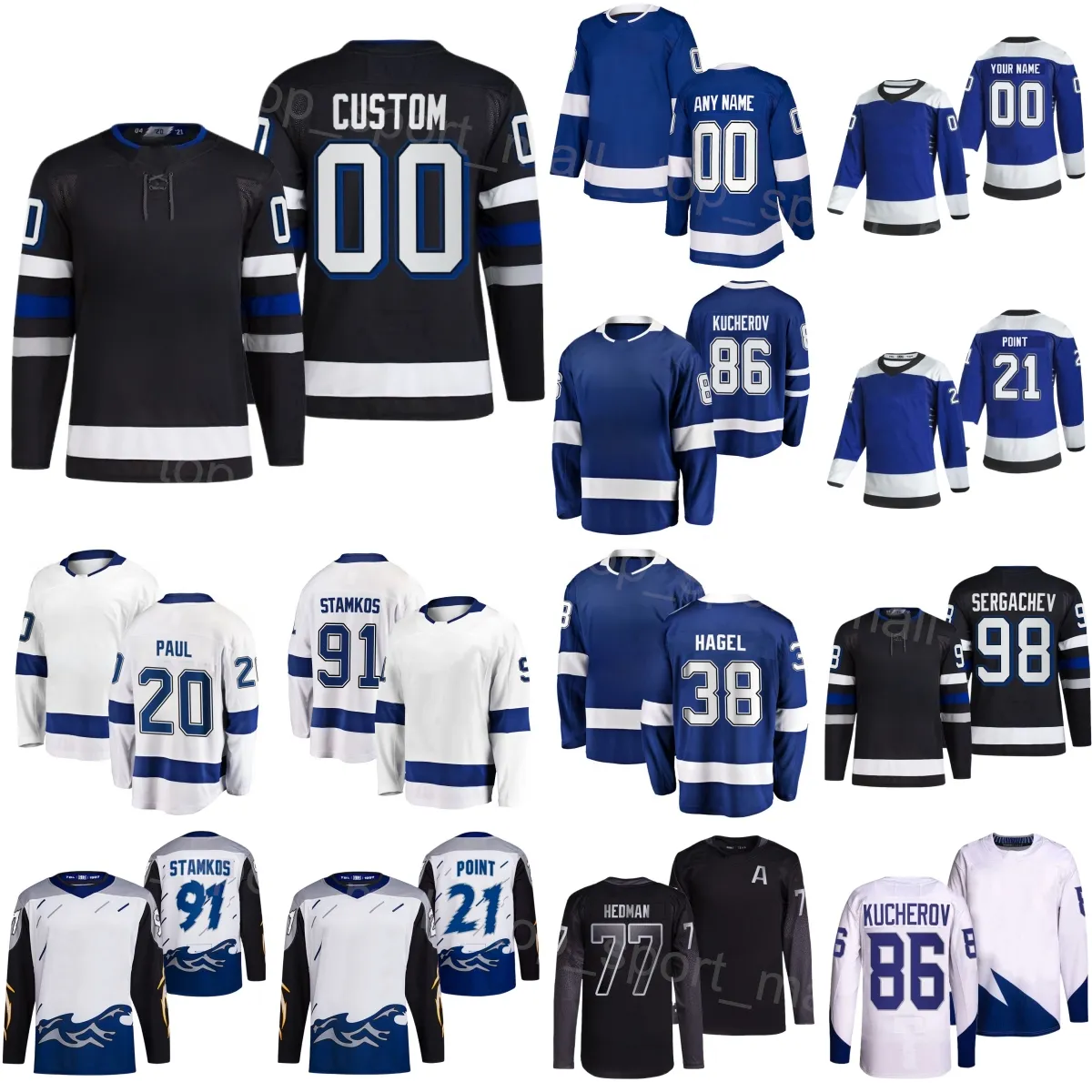 남자 아이들 여자 2024 대체 하키 86 Nikita Kucherov Jersey 21 Brayden Point 91 Steven Stamkos 38 Brandon Hagel 98 Mikhail Sergachev Victor Hedman Nicholas Paul