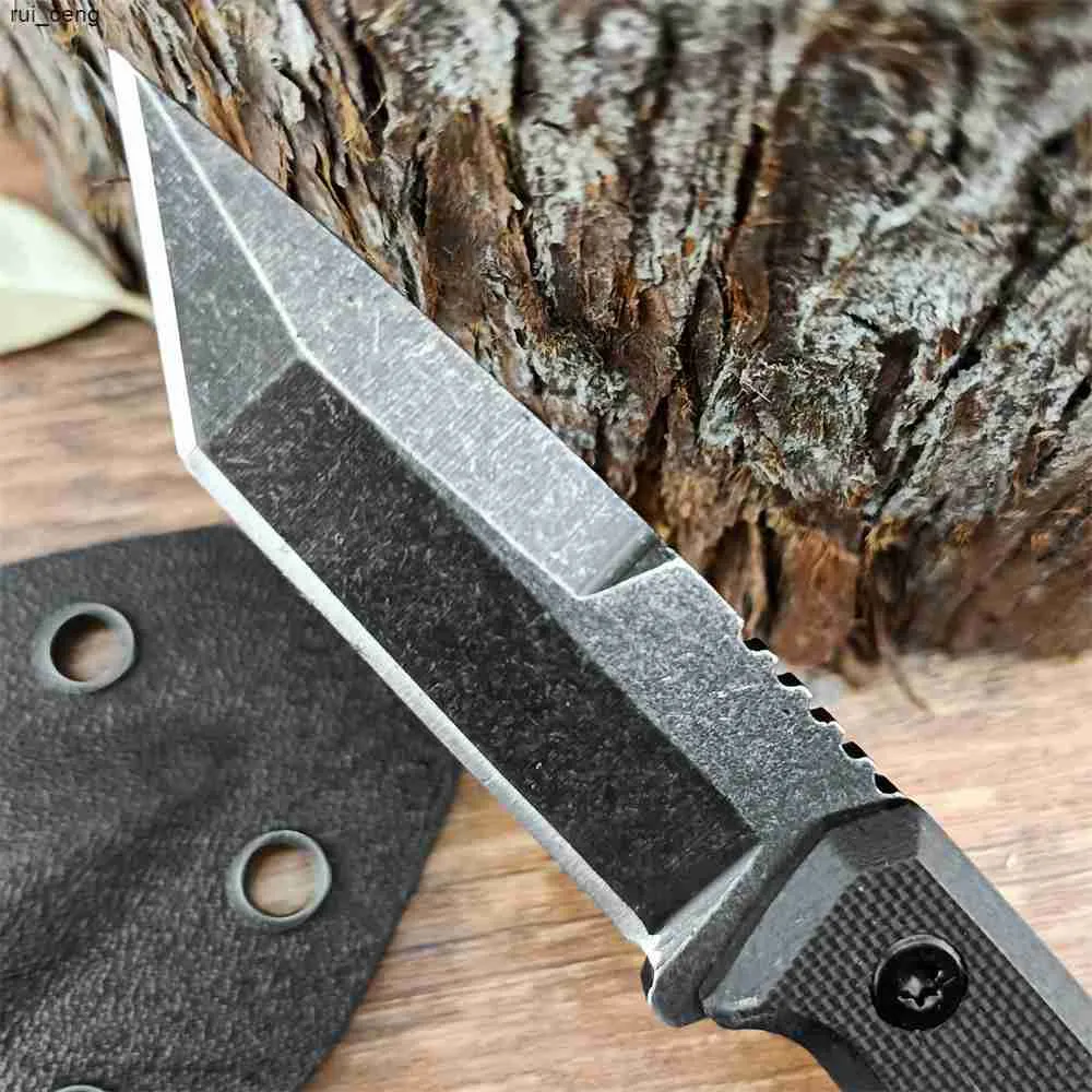 Stonewashed Blade Kydex Sheath Fixed Blade Knife Outdoor Tactical Hunting Camping Self Defense Knives with Durable G10 Handle Everyday Carry Small Straight Knifes