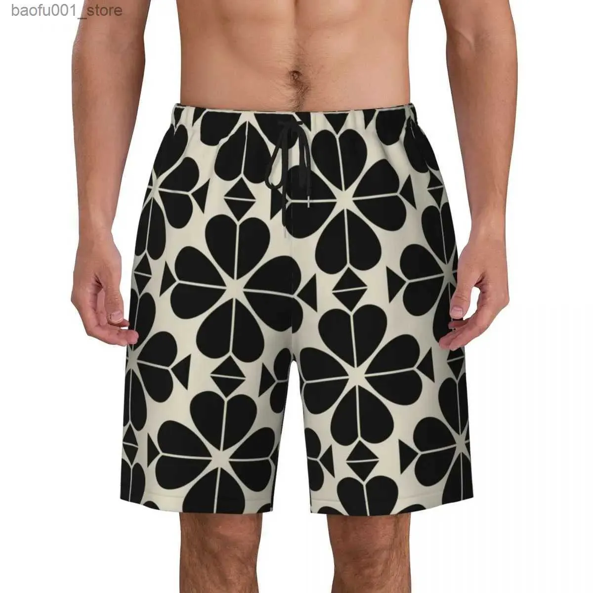 Shorts Masculinos Flor K-Kates Board Shorts Verão Moda Luxo S-Spades Running Board Shorts Mens Confortável Havaiano Extra Grande Calças de Natação Q240329