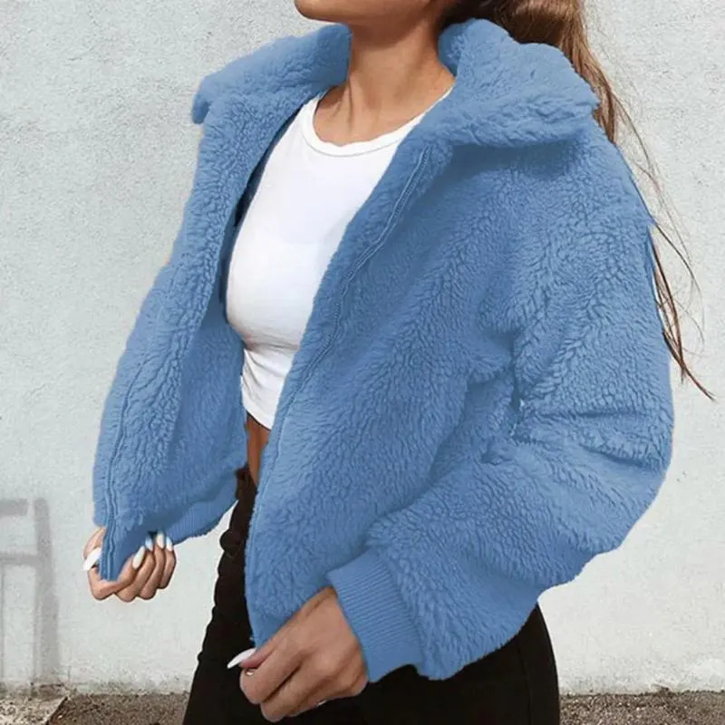 Jackets femininas feminino outono inverno quente espessado espessado lã de lã Coat de garganta ladel de casacos de lapela lã lã de lapela