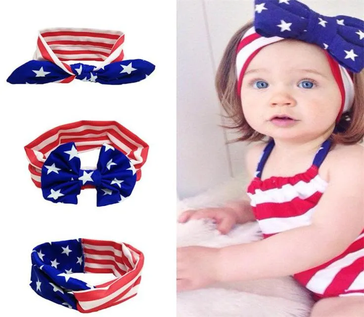 Bébé étoile rayure drapeau national bowknot bandeaux filles belle mignon drapeau américain bandeau de cheveux bandeau enfants élastique accessoires 21298985