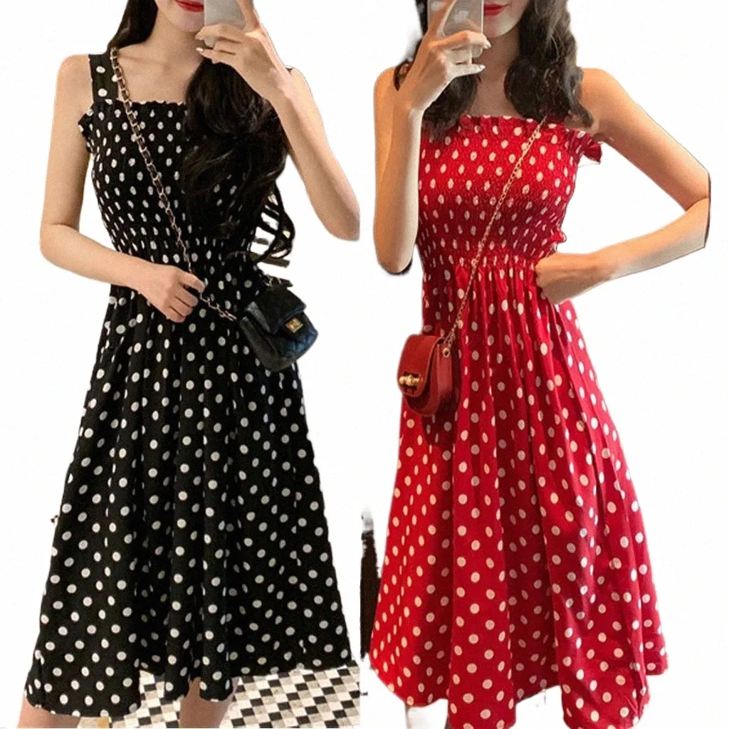 Kvinnors Dres 2024 Summer Fi Loose NE Sleeve Polka Dot Axel Plus Plus Size Casual Dr Sexy Dres E0V2#