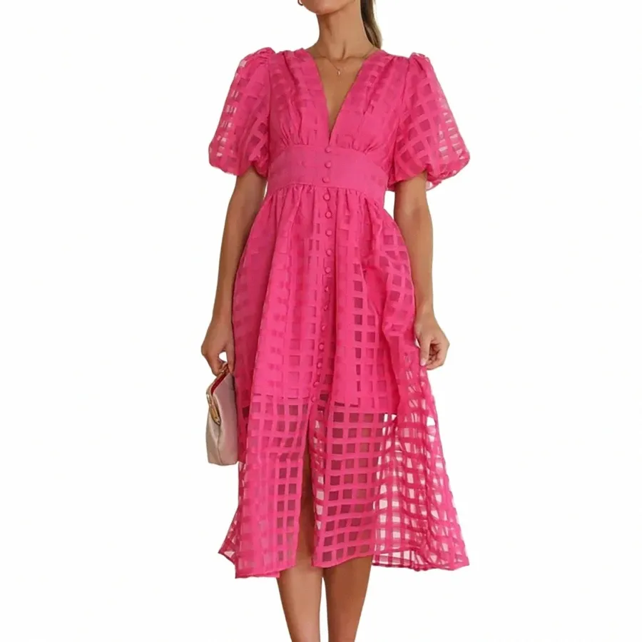 Fall Wedding Guest Dress for Women Casual High Waist Short Sleeve V-neck  Slim Sundress Knee-Length Chiffon from Dhgate Urban Sexy Dresses - price  15.11