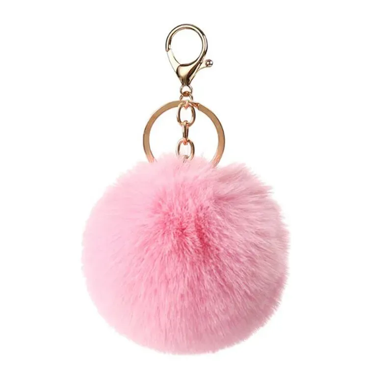 8CM Fluffy Faux Rabbit Fur Ball Keychains Women Girls Car school Bag Key Ring Cute Pompom Key Chain Jewelry accessories