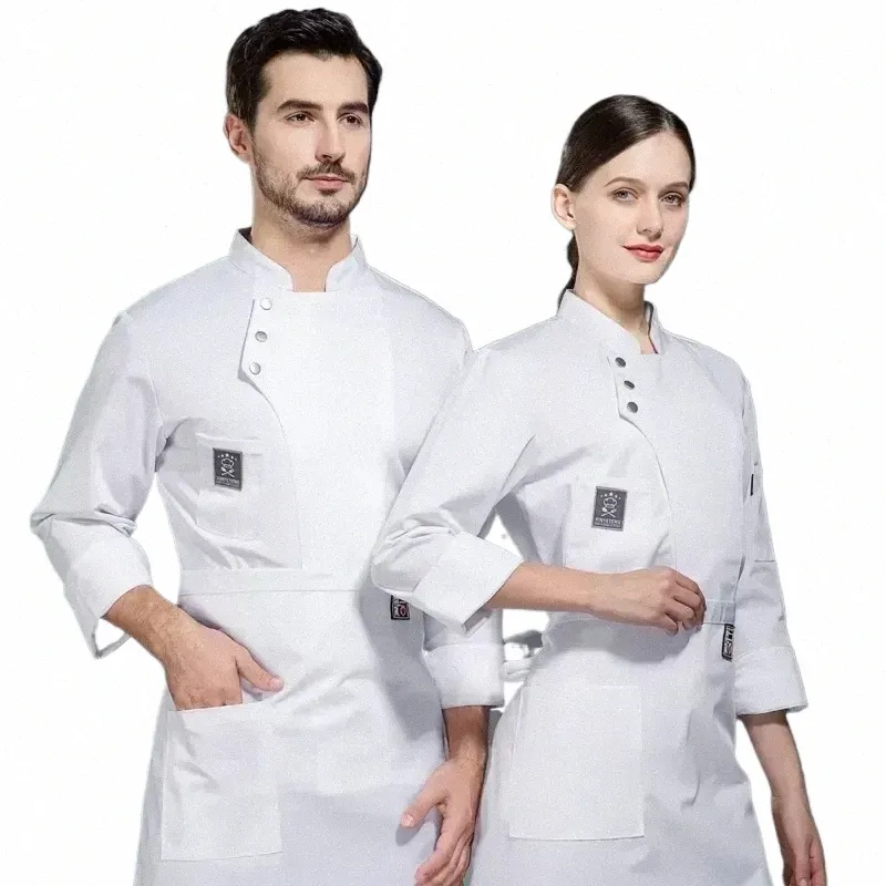 Restaurant Chef Coat Waiter Veste de travail unisexe Cook Tops Cuisine Uniforme Lg Waitr Short Wear Sleeve S7hf #