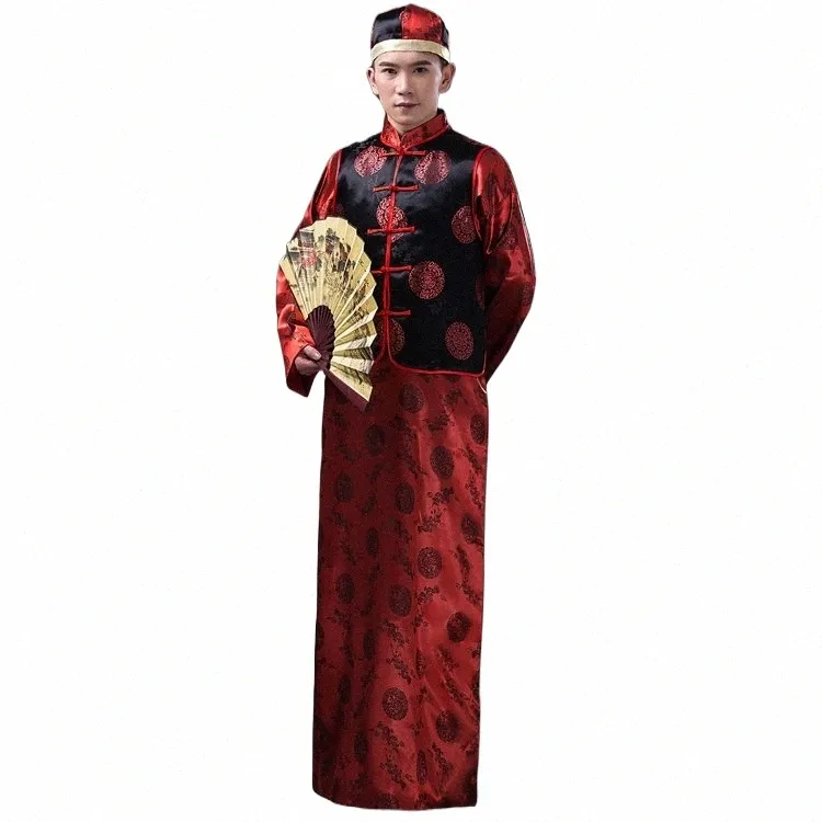 花groomショーWo Men's Chinese Dr Men's Wedding Dr Costume Gown Chinese Gown Tang Suit 0379＃