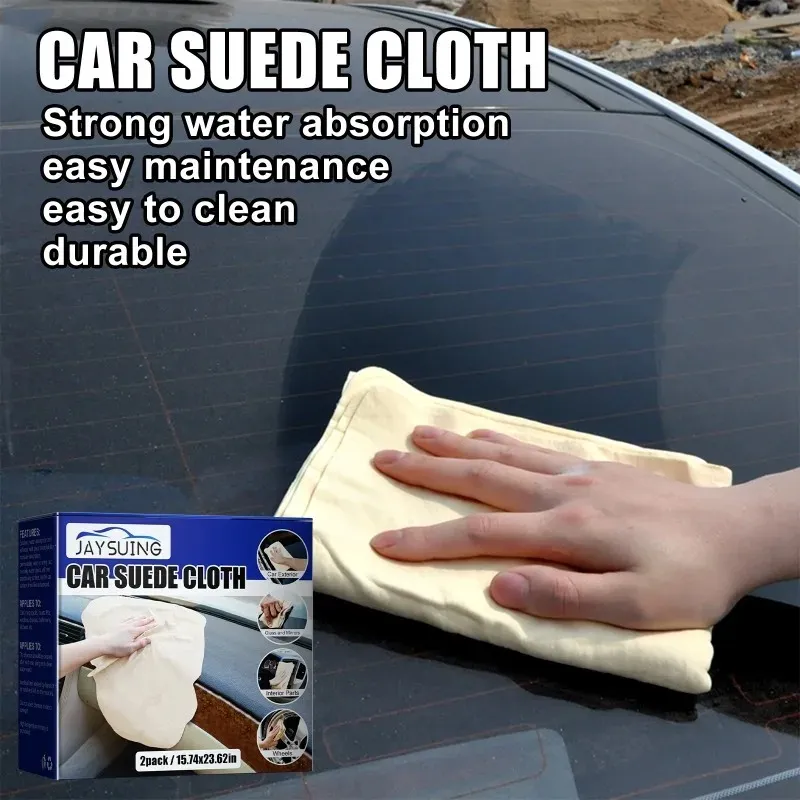 2pcs/set Natural Deerskin Free Shape Clean Leather Cloth Car Car Home Motorcycle Washing Dry Cleaning Towel Super Absorbent