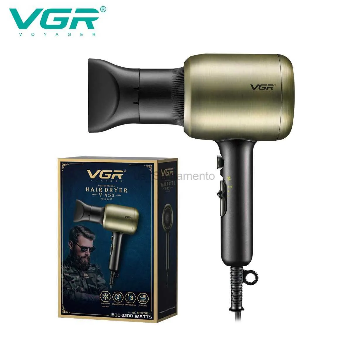 Sèche-cheveux VGR sèche-cheveux filaire sèche-cheveux Machine professionnelle Chaison sèche-cheveux réglage chaud et froid puissant appareil ménager V-453 240329