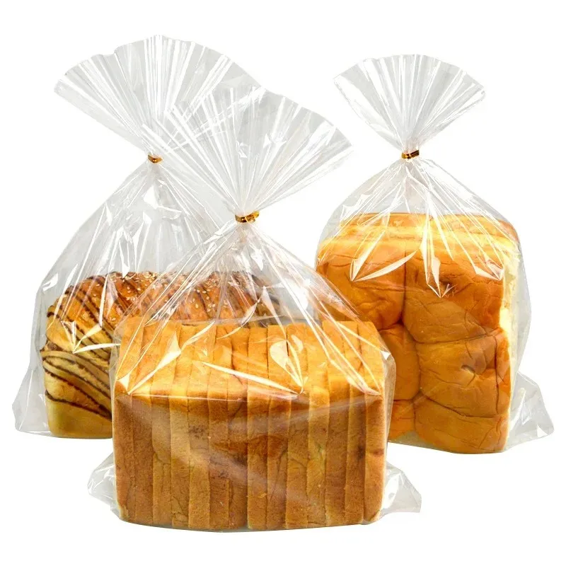 Nouveau sac en plastique transparent en 2024 sac à biscuits à biscuits à sucette à bonbons avec pain d'autocollant de flocons de neige