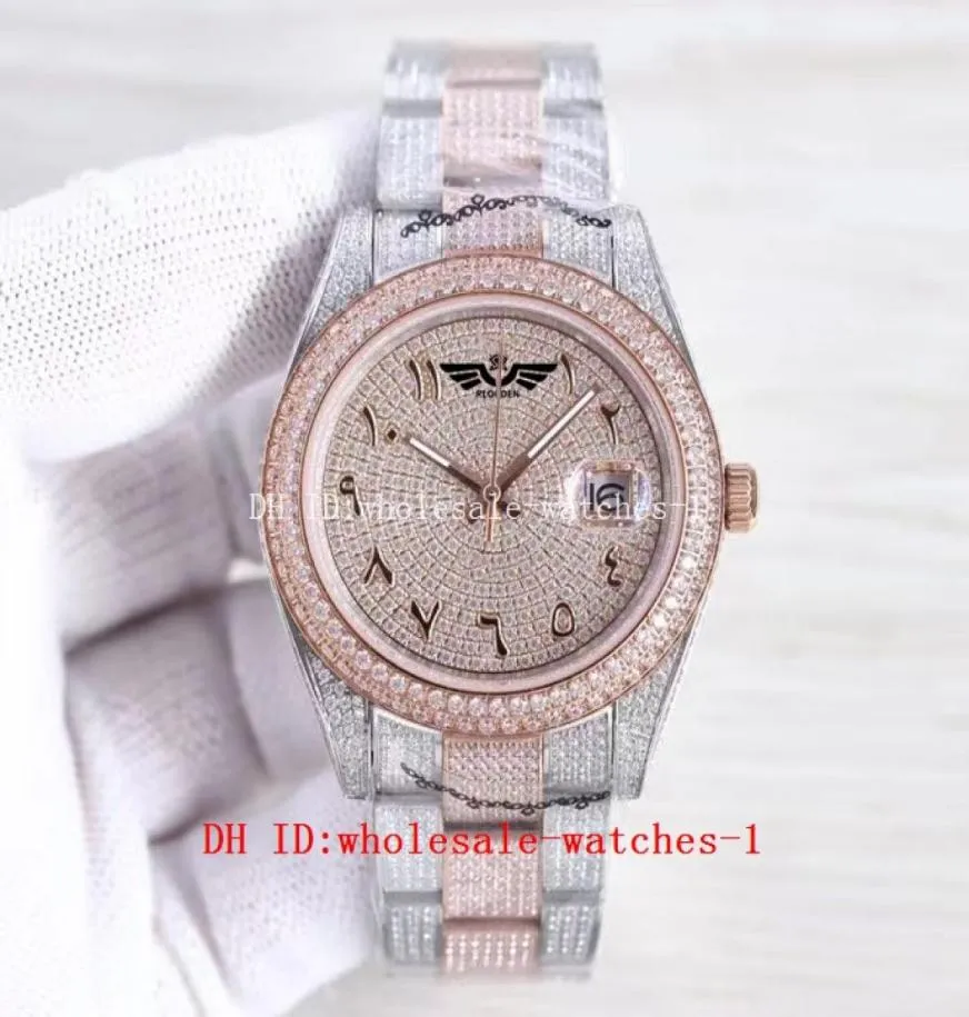 5 étoiles Super 9 Style Plein Diamant Montre Président Datejust 41mm 228236 Script Arabe Cadran Automatique 18k Saphir Montres Hommes Hommes5318195