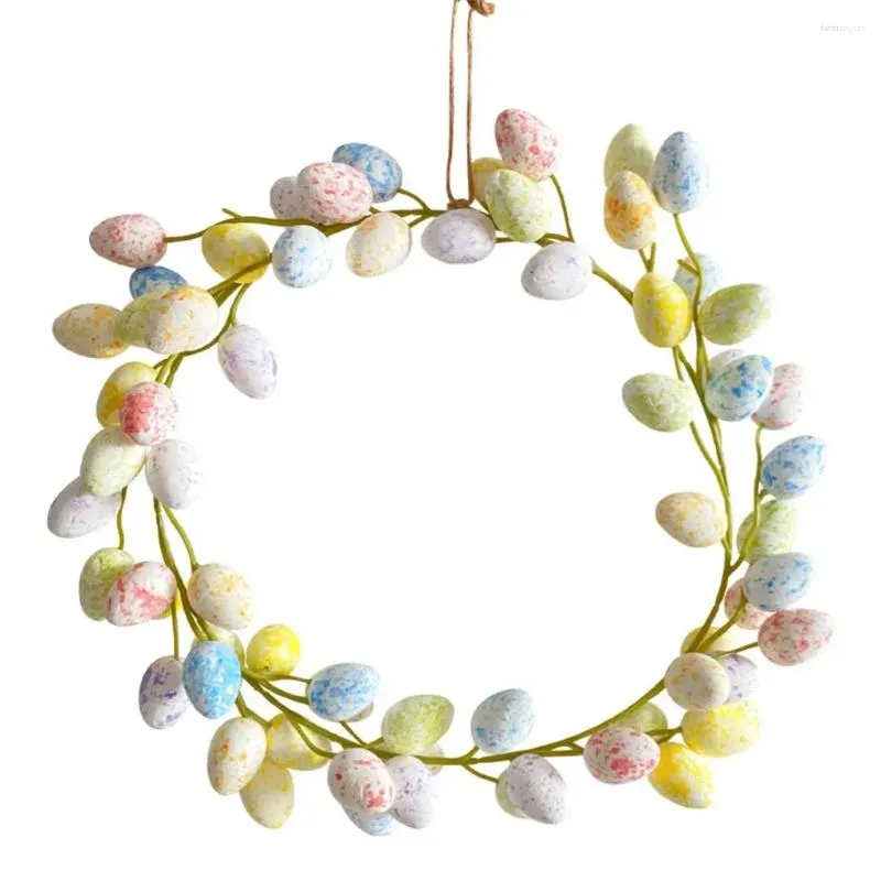 Fiori decorativi 36 cm Uova colorate di Pasqua Ghirlanda per porta Ghirlande per finestre primaverili Ornamenti appesi Festa felice colorata