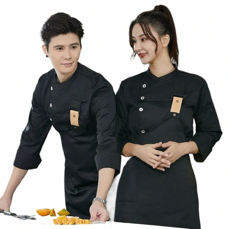 Hommes Noir Chef Manteau Logo À Manches Courtes Chef Veste Avril pour L'été Chef Chef Uniforme Restaurant Hôtel Cuisine Cuisine Vêtements u34b #