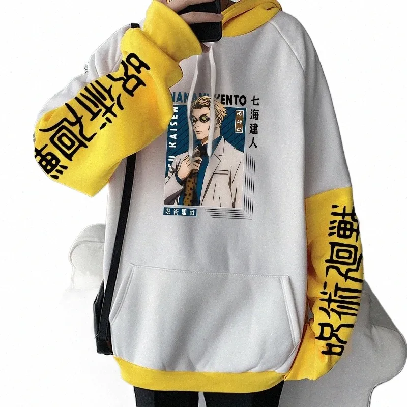 gorący anime jujutsu kaisen nanami kento cool grafika drukowania mężczyzn kobiety bluzy plus size bluza harajuku streetwear unisza u7ux#