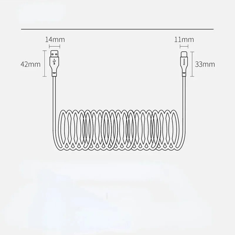 40W 5A USB Type C Кабель для передачи данных Micro USB Пружинный кабель для быстрой зарядки для телефонов Android Аксессуары Автомобильный USB-кабель для Samsung