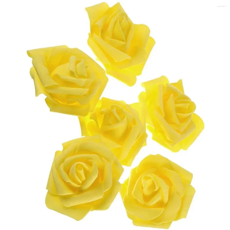 装飾的な花50人工バラ - パーティー用品ウェディングルームの花の装飾黄色