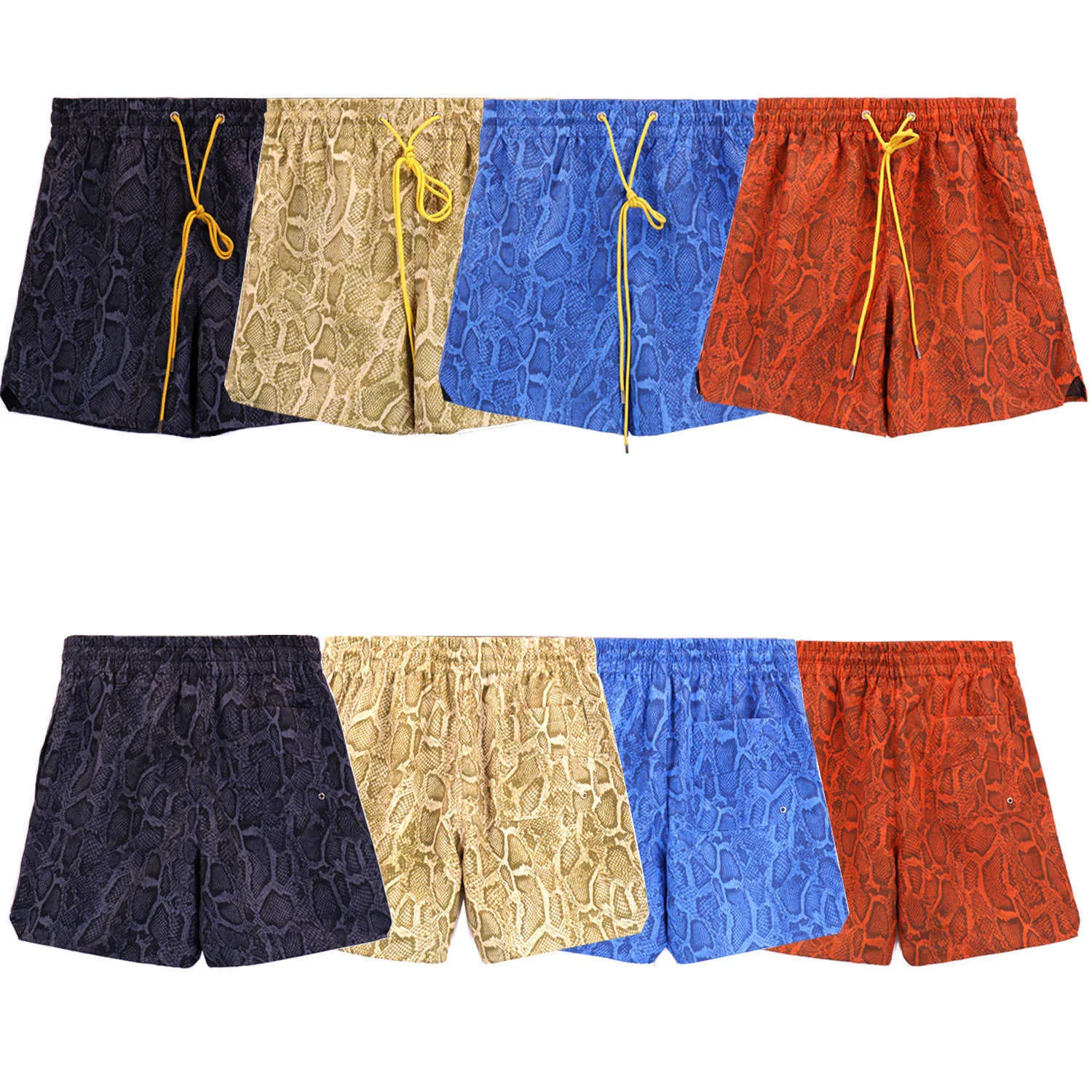 Shorts casuais com cordão e estampa de cobra rhude versão alta para primavera e verão da moda