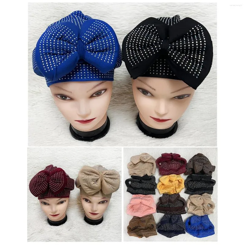 Roupas étnicas 2024 Est elegante turbante chapéus mulheres boné frisado para Índia chapéu lenços cabeça envoltório headband menina acessórios de cabelo senhora
