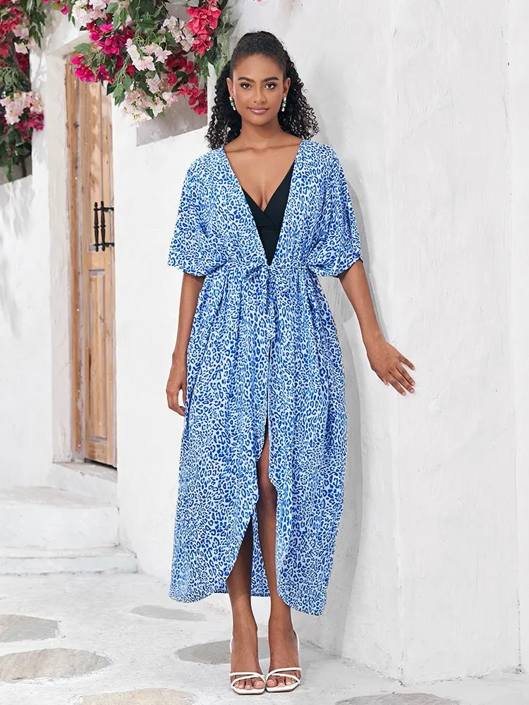Plus Size Floor-Length Trumpet Dress with Empire Waist and Peplum in Blue  Leopard Spot Print for Women from Dhgate Plus size Dresses - price 5.27