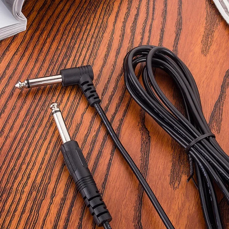 3 5M/ 10 Feet Instrument Guitar Audio Cable 1/4-Inch 6.35mm Straight To Right Angle Plug Black ABS Jacket with 3 Adapters