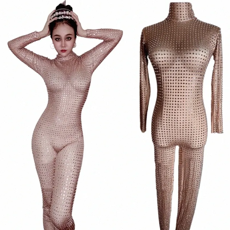 full Rhinestes Jumpsuit Bar Nightclub DJ DS Gogo Costumes Sexy Stretch Pole Dance Jumpsuit Women Festival Rave Outfit XS5507 P242#