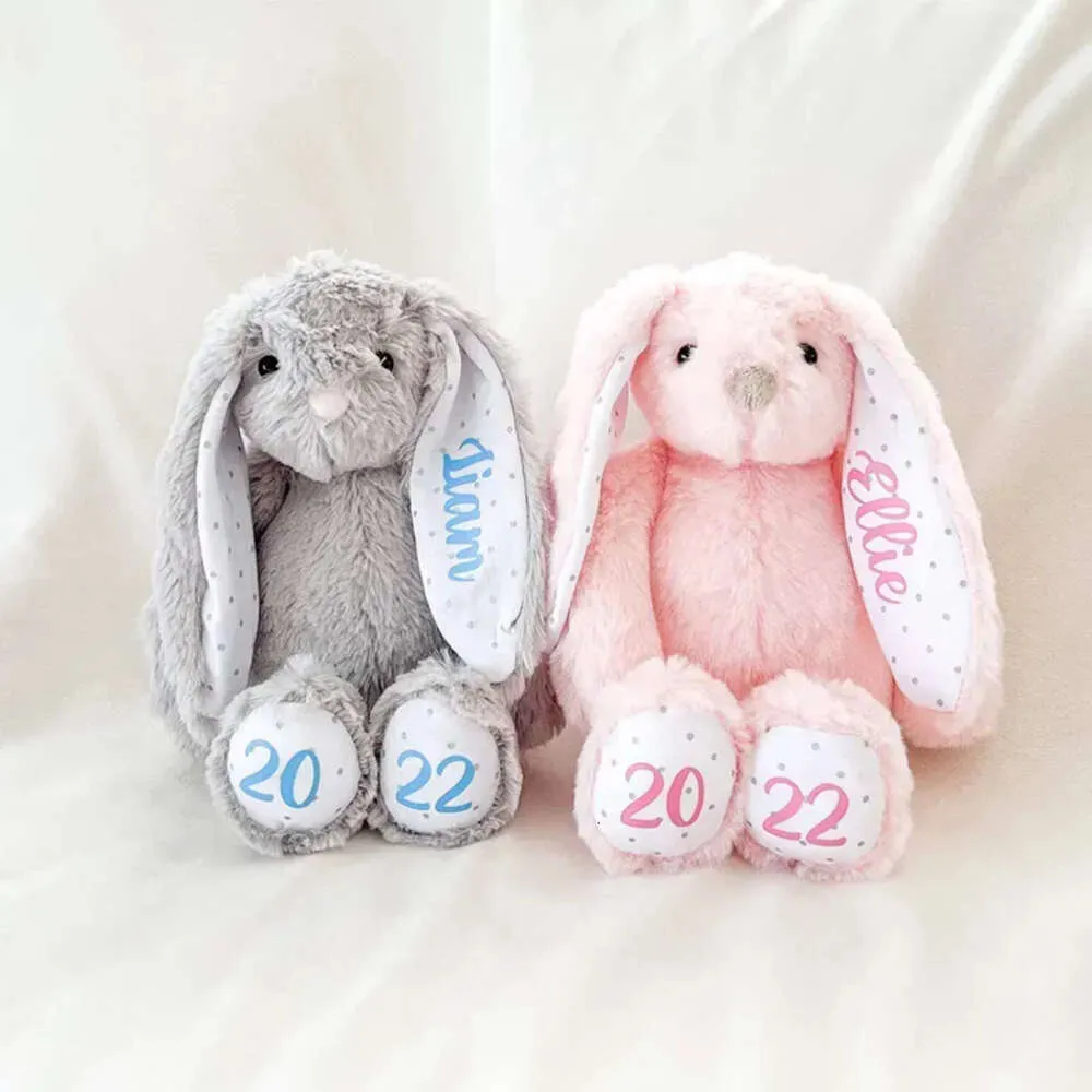 Jour de fête 30Cm Lapin De Pâques Sublimation En Peluche Longues Oreilles Lapins Poupée Avec Des Points Rose Gris Bleu Blanc Lapin Poupées Pour Enfants Mignon Doux Jouets En Peluche En Gros s