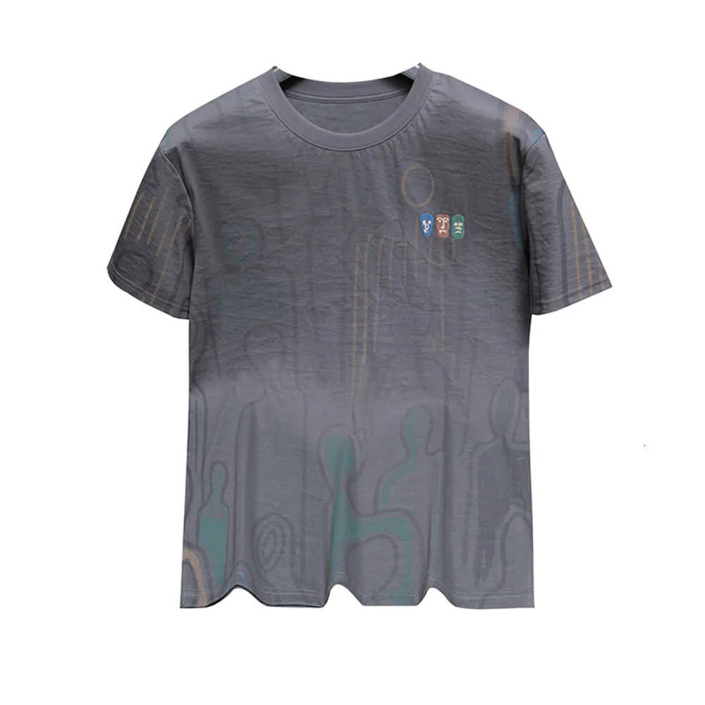 HanCool – T-Shirt à manches courtes pour hommes, haut de gamme, en soie glacée, en lin Oxford, imprimé, léger, de luxe, haut de gamme, à la mode, 2024