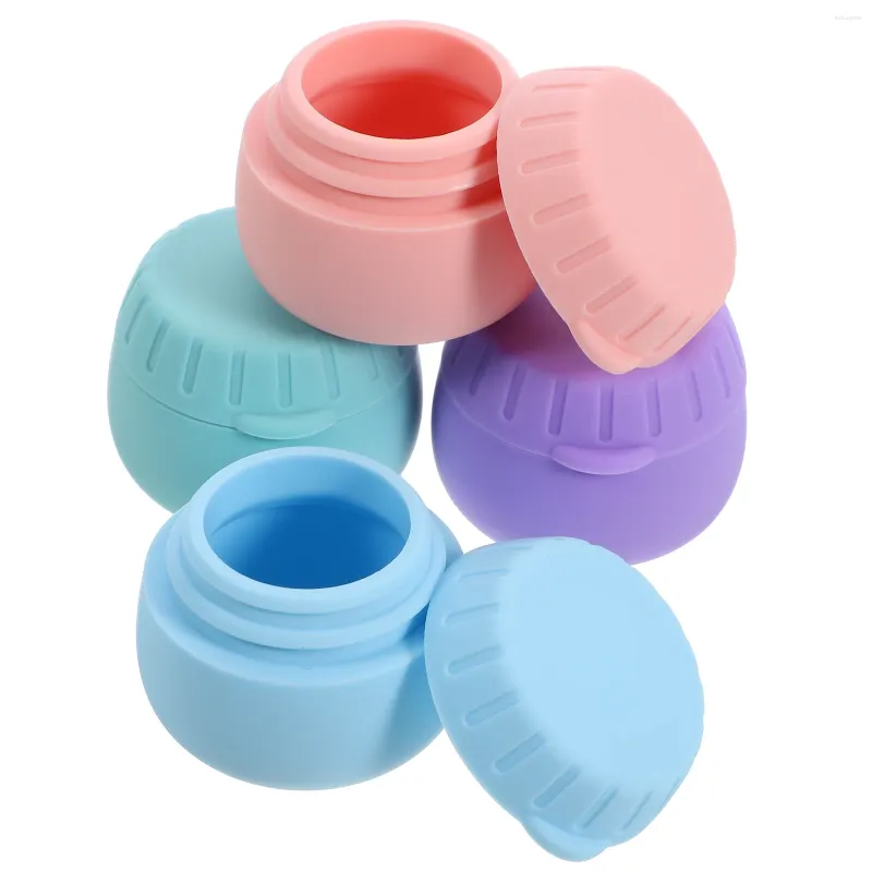 Garrafas de armazenamento 4 pcs caixa de embalagem de silicone frascos de viagem recipientes de lábios com tampas mini pequena amostra de gel de sílica creami