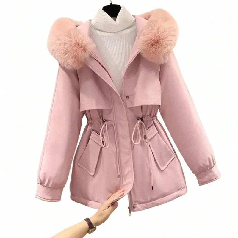 2023 Новая зимняя куртка Women Parkas Fur Leanting LG Casual Parka меховой воротник с капюшоном.