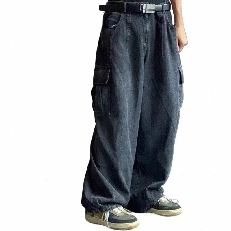 Baggy Jeans hommes noir large Denim pantalon surdimensionné Cargo coréen Fi vêtements masculins pantalons de survêtement pantalons de survêtement I6Wa #