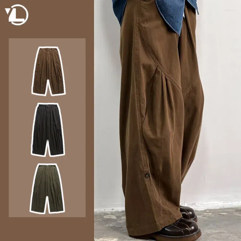 Men's Pants Mens Casual Wide Leg 2024 Japanese Harajuku Fashion Cargo Cotton Comfort High Street Trousers Male Oversized