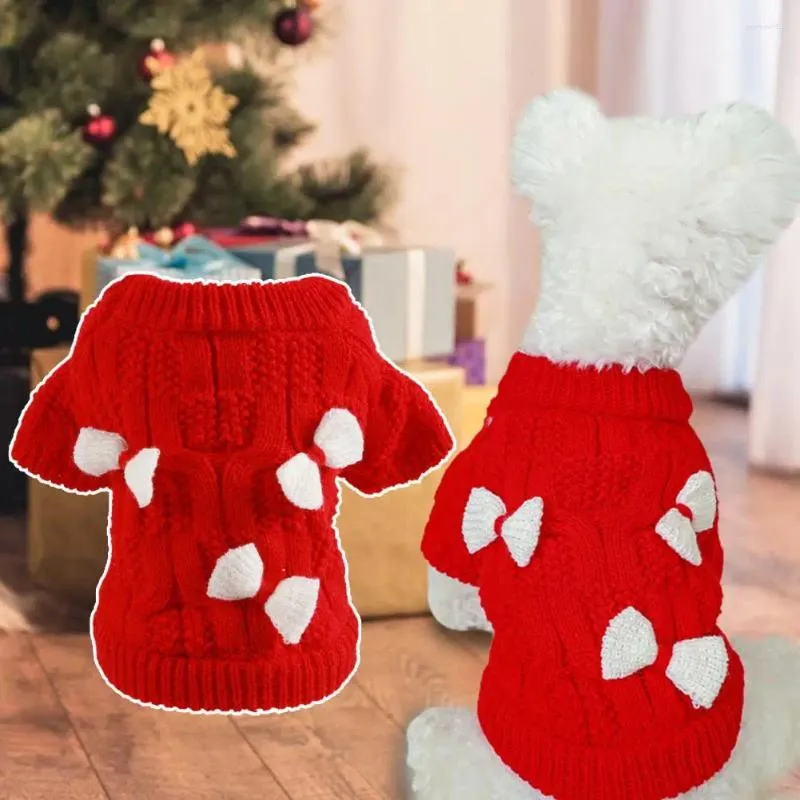 Dog Apparel Vest Bow Tie Comfortable Festive Dress Up Acrylic Red Year Pet Christmas Clothes Princess For Small Cat Accessories