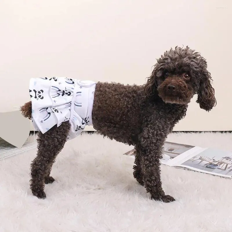 Vêtements pour chiens Pantalon physiologique Dessin animé Panda Imprimer Bande de fixation respirante Trou de conte réglable Anti-fuite Couche pour animaux de compagnie absorbante forte