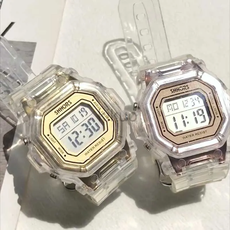 Orologi da polso INS Harajuku Orologi impermeabili Premium Feel Sport casual Quadrati trasparenti Nottilucenti Orologi elettronici digitali per donna 24329