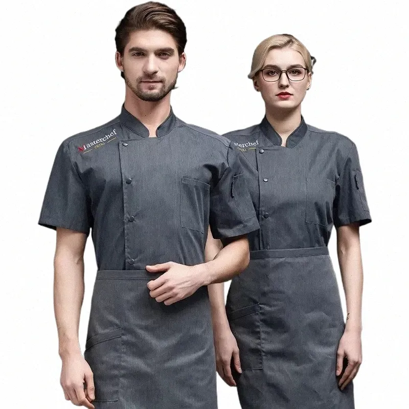 chef Uniform Pastry Bakery Restaurant Chef Work Clothes Food Service Hotel Catering Waiter Overalls Short Sleeve Chef Jacket B2w5#