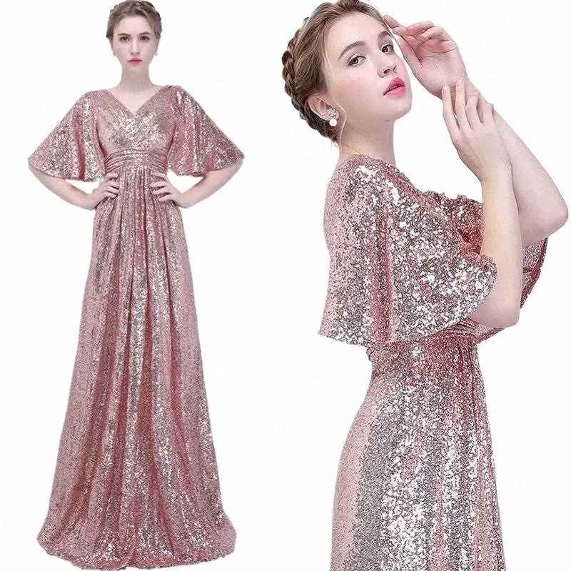 Banket Avond Dr Voor Vrouwen 2024 Nieuwe Rose Gold Lovertjes Bruidsmeisje Dres Vrouwen Formele Partij Jassen Vestido Boda Invitada w1AO #