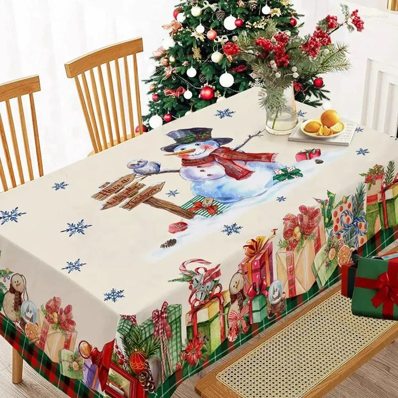 Tovaglia natalizia con pupazzo di neve, confezione regalo, tovaglia decorativa, copertura impermeabile per caffè, per cena, cucina, feste, decorazioni festive