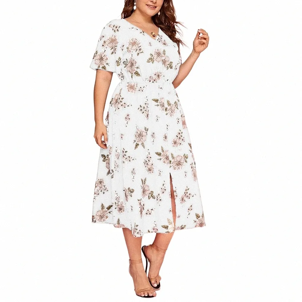 Floral surdimensionné Lg Dr pour femmes vêtements 2023 été grande taille Boho plage Sundr grande taille femme élégante robes Skir v1m7 #