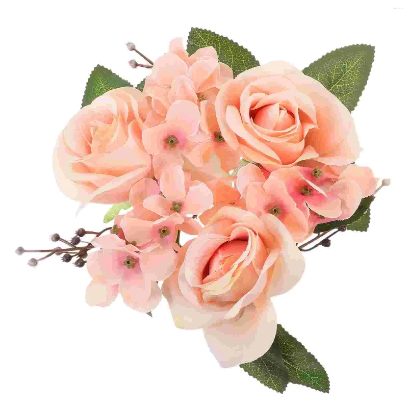 Dekorativa blommor Simulerade blommorhållare Farmhouse Layout Props Garland Ornaments Artificial Rose Rings Wedding Present Floral Wreath Silk