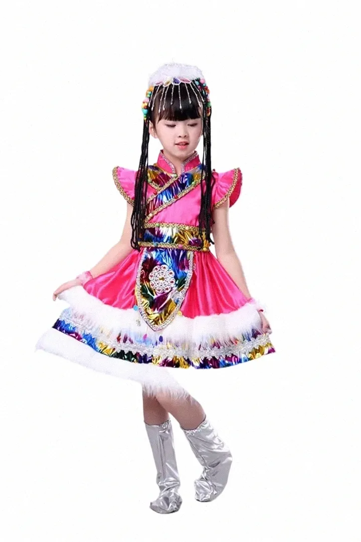 子供の少数派の子供ダンスパフォーマンス衣類チベット服チベット服の袖mgolian女の子62G0＃