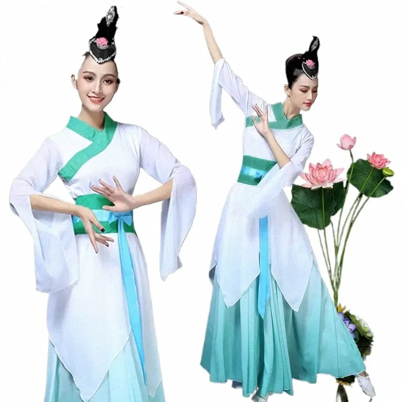 Costume de danse classique Hanfu chinois pour femme, Fan Yangko, Costumes nationaux, fée traditionnelle, Folk Dr, vêtements de scène, Performance 316D #