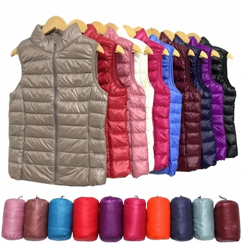 Ultralight down Vest Women 2023 New Sreevel Semale Duck Down Waistcoat Puffer Feather Padded Warm Jacket o85s＃