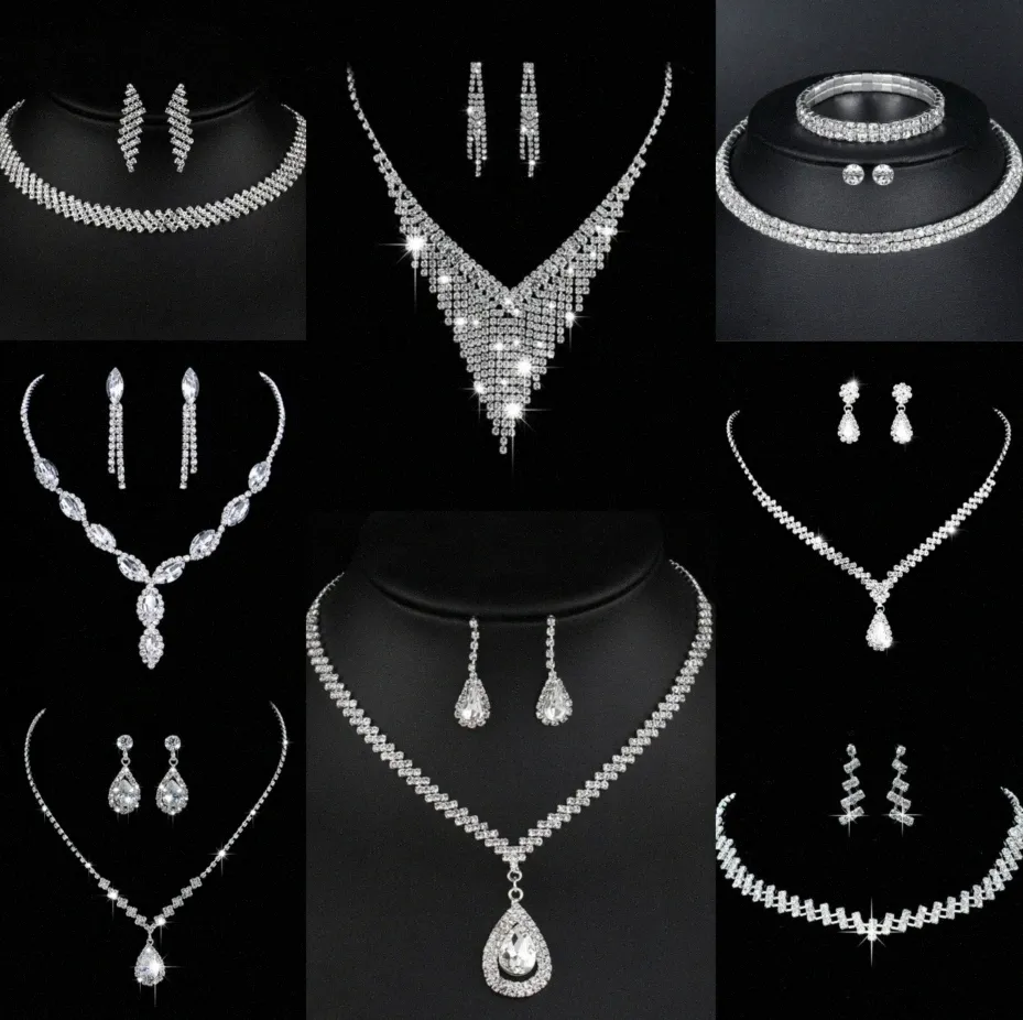 Ensemble de bijoux en diamant de laboratoire précieux, collier de mariage en argent sterling, boucles d'oreilles pour femmes, bijoux de fiançailles, cadeau h9XL #