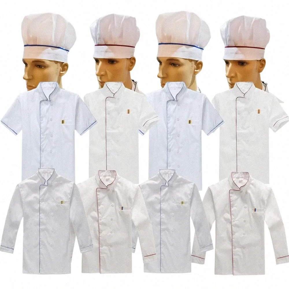 chef's Uniform Work Wear Uniforms Chef's Whites Unisex Chef Coat Kitchen Short Lg Sheeve Chef Jacket for Men and Women V2v3#