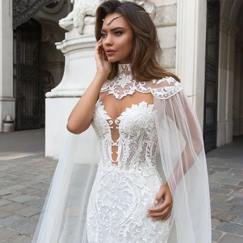 Elegant Lace Mermaid Wedding Dress with Tulle Shawl - Slim Fit Bridal Gown,  Sereia Style, New Arrival - Perfect for Your Special Day! from Dhgate  Boutique Wedding Dresses - price 184.49