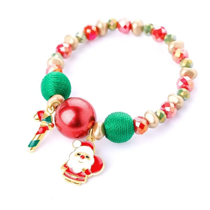 Identificazione 2021 Nuova moda Natale Bracciale Donna Personalità Babbo Natale Piccola campana Dolce Cerchio Perlina Decorare a mano Goccia Deli Dh0Xw