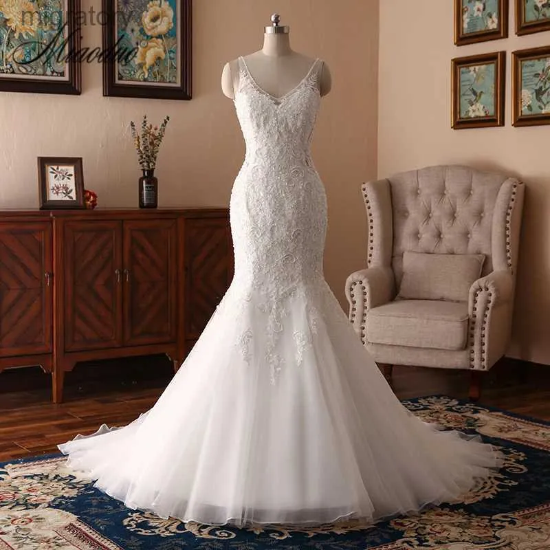 Abiti sexy urbani Miaoduo sirena senza maniche da sposa 2022 Tulle Appliques principessa abiti da sposa in pizzo Abiti da Noiva foto reali yq240329