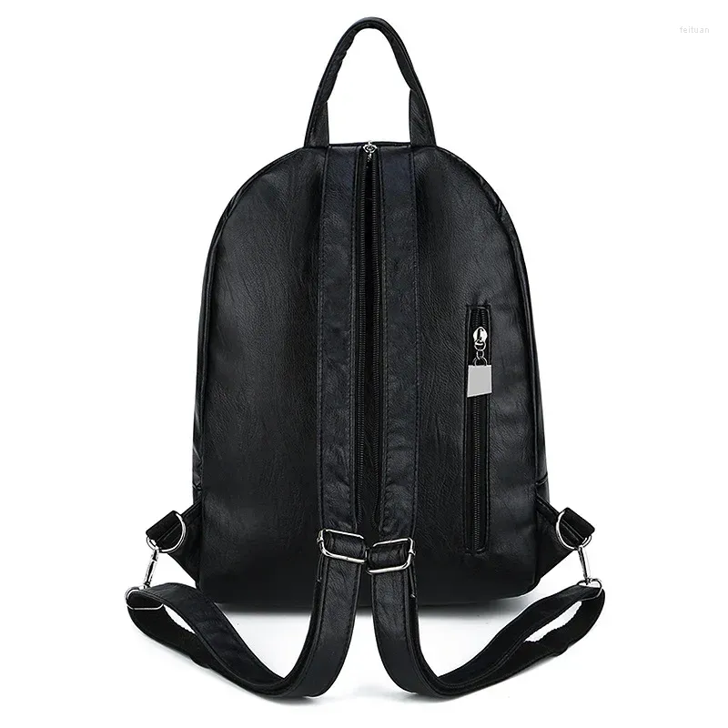 School Bags Kangaroo Pu Leather Simple Backpack Leisure Soft Large Capacity Fashion Lady's Bag