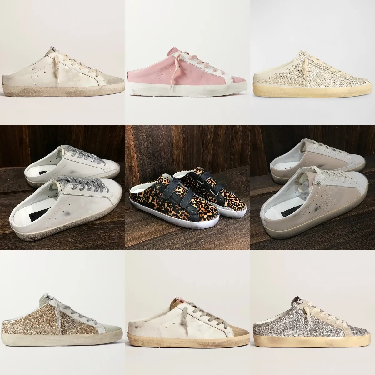Italien Marke Golden Sneakers Sommer Frauen Sandalen Pailletten Klassiker weiß do alte schmutzige Schuhe Designer Lederstar Sabot Slipper Freizeitschuhe