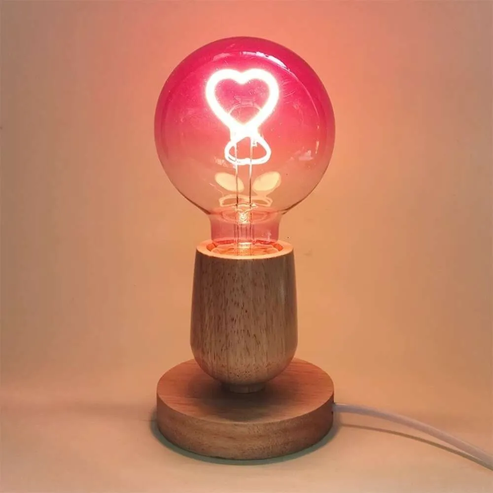 Nouveau LED Filament dégradé rose ambiance romantique E27 en forme de coeur variateur créatif ampoule chaude