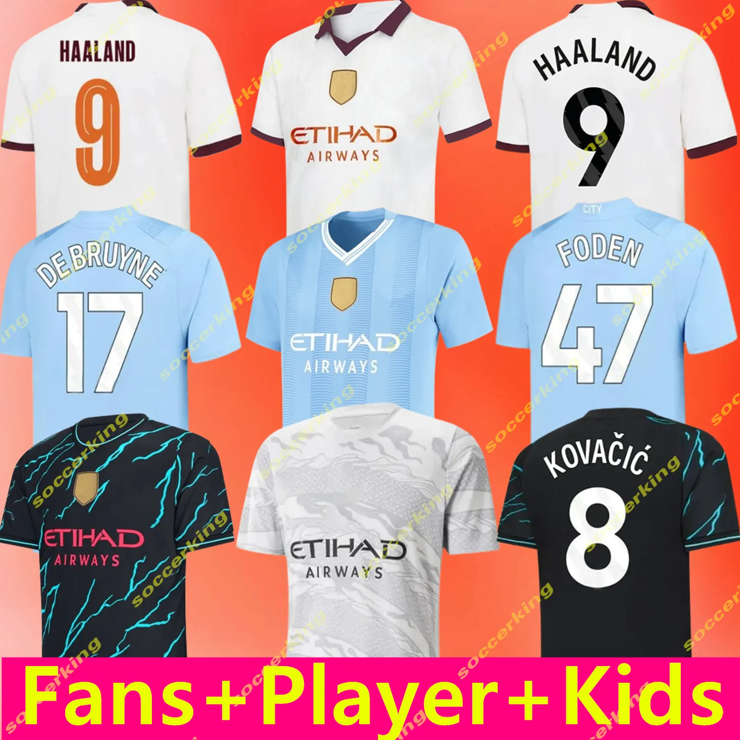 23 24 Maglie da calcio Haaland de Bruyne Phillips Mans Cities Grealish Ferran Mahrez Foden Bernardo Joao Cancelo Z Rodrigo Shirt Football Kit Kit Kit